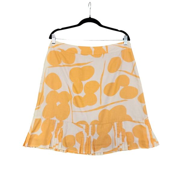 Anthropologie Elevenses Womens Pleated Peplum Mini Skirt Size 10 Orange Retro - Picture 1 of 12